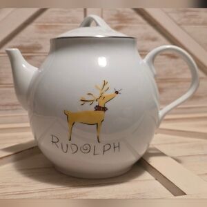 RARE Pottery Barn Rudolph Reindeer Teapot - Pristine NWOT